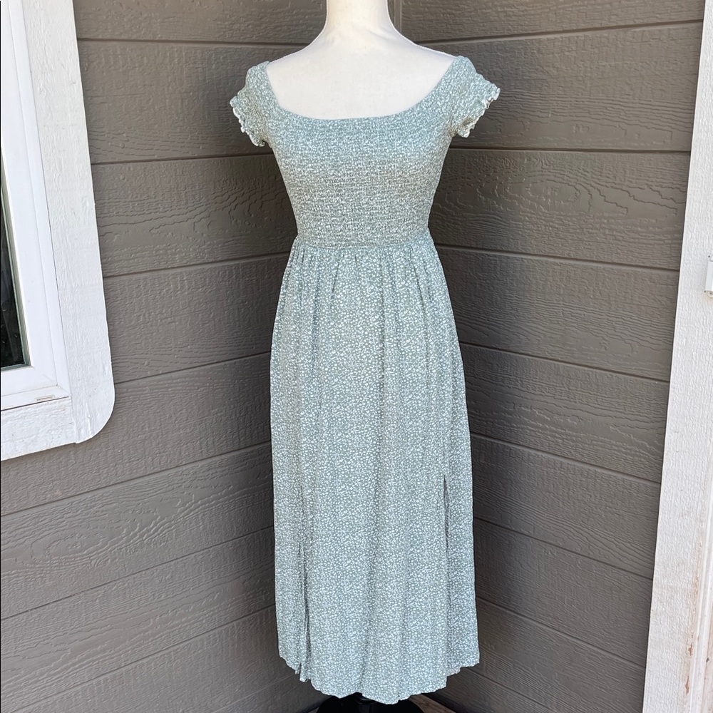 Elegant Green Floral Women's Dress